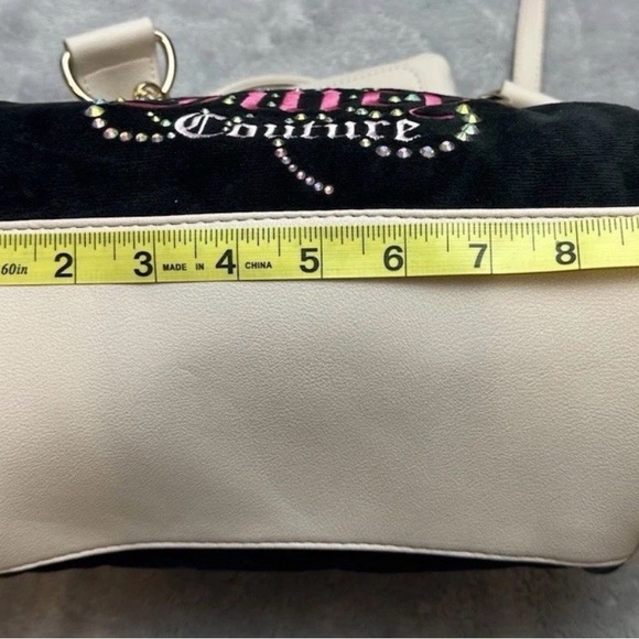 Juicy Couture Black and Cream Satchel with Pink Logo